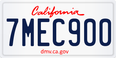 CA license plate 7MEC900