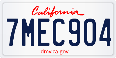 CA license plate 7MEC904