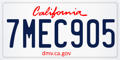 CA license plate 7MEC905
