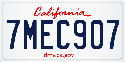 CA license plate 7MEC907