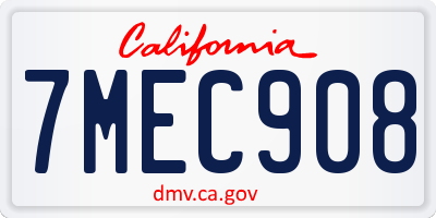 CA license plate 7MEC908
