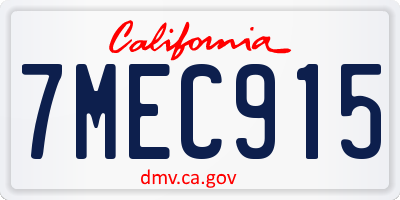 CA license plate 7MEC915