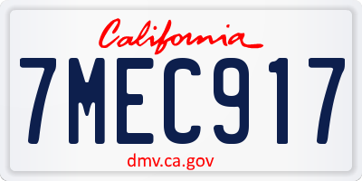 CA license plate 7MEC917