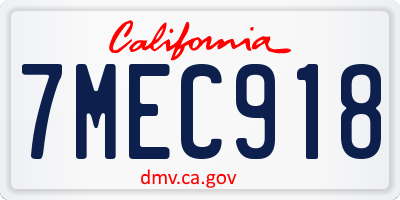 CA license plate 7MEC918