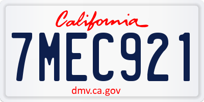 CA license plate 7MEC921