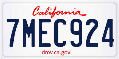 CA license plate 7MEC924