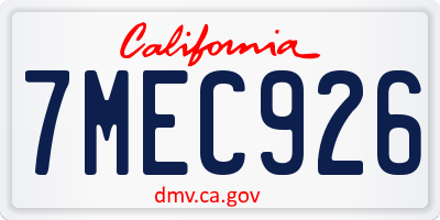 CA license plate 7MEC926