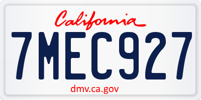CA license plate 7MEC927