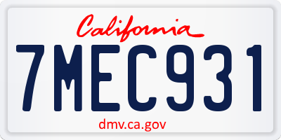 CA license plate 7MEC931