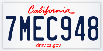 CA license plate 7MEC948