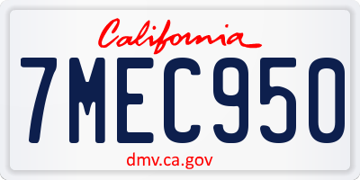CA license plate 7MEC950