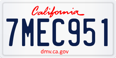 CA license plate 7MEC951