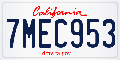 CA license plate 7MEC953
