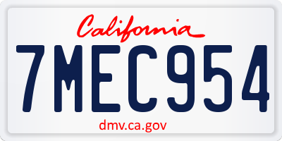 CA license plate 7MEC954
