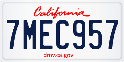 CA license plate 7MEC957