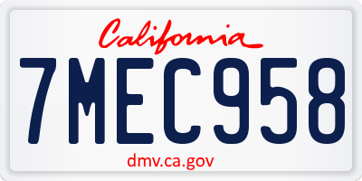 CA license plate 7MEC958