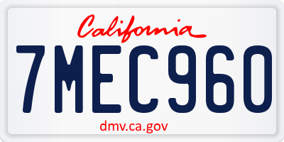 CA license plate 7MEC960