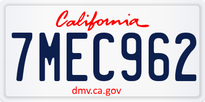 CA license plate 7MEC962
