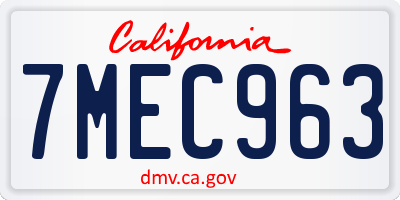 CA license plate 7MEC963