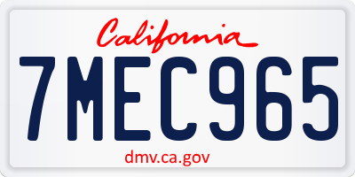 CA license plate 7MEC965