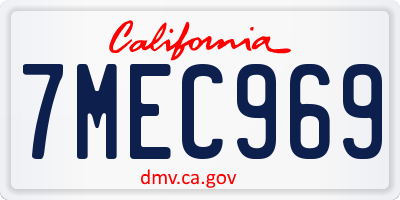 CA license plate 7MEC969