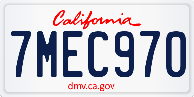 CA license plate 7MEC970
