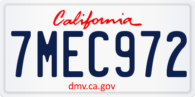 CA license plate 7MEC972