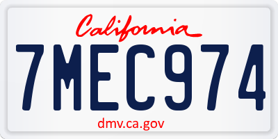 CA license plate 7MEC974