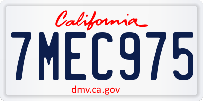 CA license plate 7MEC975