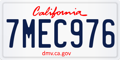 CA license plate 7MEC976