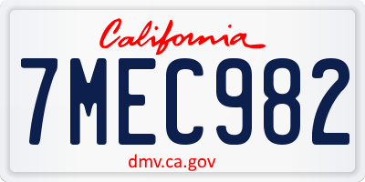 CA license plate 7MEC982