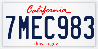 CA license plate 7MEC983