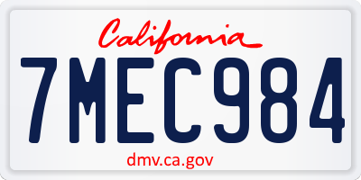 CA license plate 7MEC984