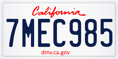 CA license plate 7MEC985