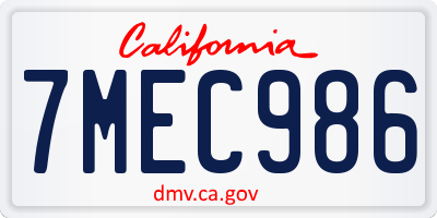 CA license plate 7MEC986