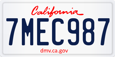 CA license plate 7MEC987