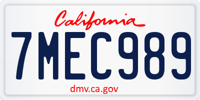 CA license plate 7MEC989