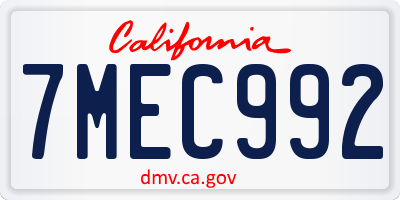 CA license plate 7MEC992