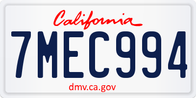 CA license plate 7MEC994