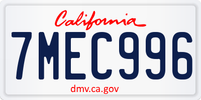 CA license plate 7MEC996