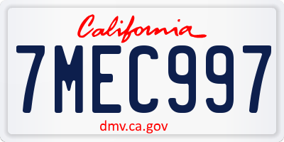 CA license plate 7MEC997