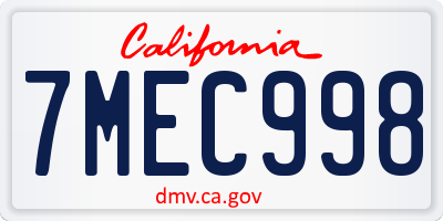 CA license plate 7MEC998
