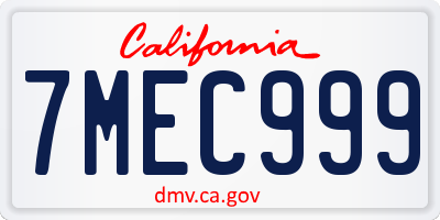 CA license plate 7MEC999