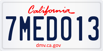 CA license plate 7MED013