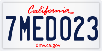 CA license plate 7MED023