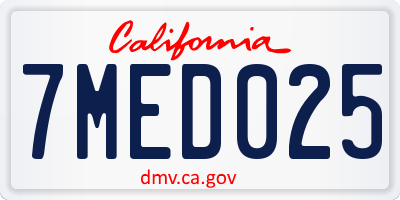 CA license plate 7MED025