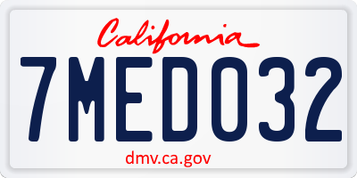 CA license plate 7MED032