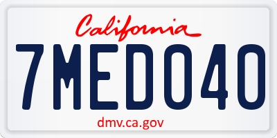 CA license plate 7MED040