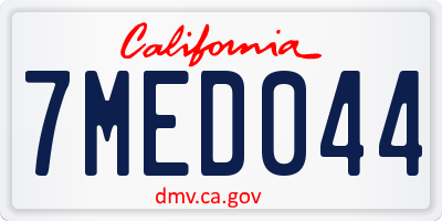 CA license plate 7MED044