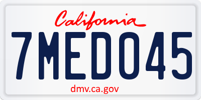 CA license plate 7MED045